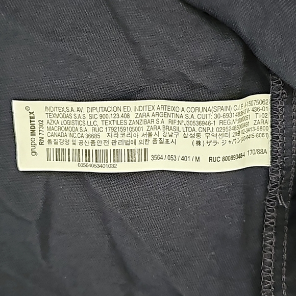 Zara‎ Long Sleeve Blouse Size M Navy Blue Silver Beaded Fringe Button Front - Picture 6 of 7